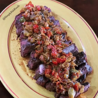 V’s Steak Pizzaiola with Heirloom Tomatoes